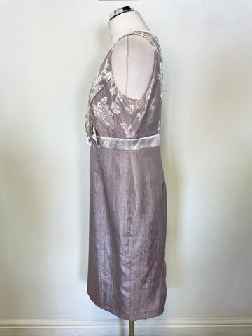 ROMAN ORIGINALS MAUVE & SILVER TRIM SLEEVELESS DRESS & MATCHING JACKET OUTFIT SIZE 14