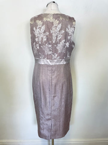 ROMAN ORIGINALS MAUVE & SILVER TRIM SLEEVELESS DRESS & MATCHING JACKET OUTFIT SIZE 14