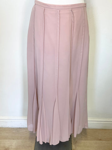 LUIS CIVIT DUSKY PINK & PALE GOLD BROCADE TOP, FITTED JACKET & LONG SKIRT OUTFIT SIZE 14