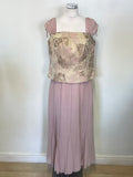 LUIS CIVIT DUSKY PINK & PALE GOLD BROCADE TOP, FITTED JACKET & LONG SKIRT OUTFIT SIZE 14