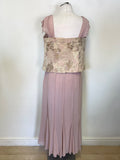 LUIS CIVIT DUSKY PINK & PALE GOLD BROCADE TOP, FITTED JACKET & LONG SKIRT OUTFIT SIZE 14