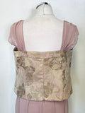 LUIS CIVIT DUSKY PINK & PALE GOLD BROCADE TOP, FITTED JACKET & LONG SKIRT OUTFIT SIZE 14