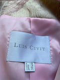 LUIS CIVIT DUSKY PINK & PALE GOLD BROCADE TOP, FITTED JACKET & LONG SKIRT OUTFIT SIZE 14