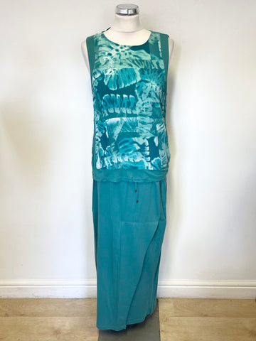 BRAND NEW SANDWICH TURQUOISE MAXI SKIRT &PRINT TOP SIZE 10/M