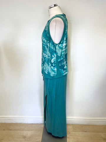 BRAND NEW SANDWICH TURQUOISE MAXI SKIRT &PRINT TOP SIZE 10/M