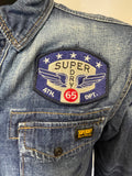 SUPERDRY BLUE DENIM COLLARED LONG SLEEVED SHIRT SIZE S