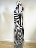 WHISTLES BLACK & WHITE STRIPED WRAP ACROSS SLEEVELESS DRESS SIZE 14