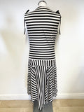 WHISTLES BLACK & WHITE STRIPED WRAP ACROSS SLEEVELESS DRESS SIZE 14