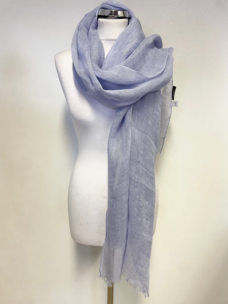 BRAND NEW OSPREY 100% LINEN CORNFLOWER BLUE FRINGED SCARF/WRAP