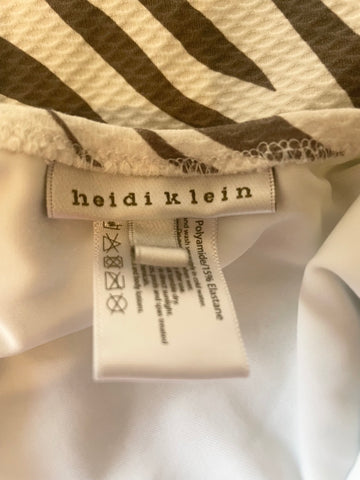 DESIGNER HEIDI KLEIN GREY & WHITE DESIGN HALTER NECK SWIMSUIT SIZE M