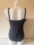 MICHAEL KORS BLACK WRAP ACROSS BUST LOGO TRIM SWIMSUIT SIZE 14 UK 18