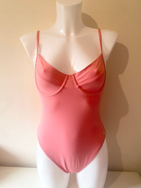 MICHAEL KORS CORAL PINK UNDER WIRED CUP SWIMSUIT SIZE 10