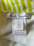 PAUL SMITH LIME GREEN & WHITE STRIPED SWIMSUIT SIZE L /44 UK 12