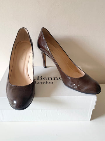 LK BENNETT BROWN PATENT LEATHER HEELS SIZE 7.5/41