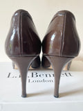 LK BENNETT BROWN PATENT LEATHER HEELS SIZE 7.5/41