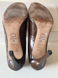 LK BENNETT BROWN PATENT LEATHER HEELS SIZE 7.5/41