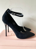 BRAND NEW FAITH BLACK FAUX SUEDE ANKLE STRAP HIGH HEELS SIZE 7/40