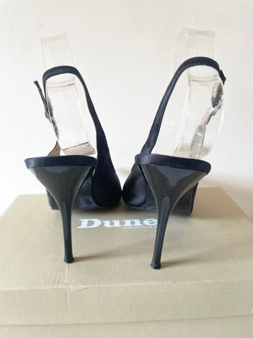 DUNE BLACK SATIN DIAMANTE TRIM SLINGBACK HEELS SIZE 7.5/41