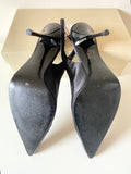 DUNE BLACK SATIN DIAMANTE TRIM SLINGBACK HEELS SIZE 7.5/41