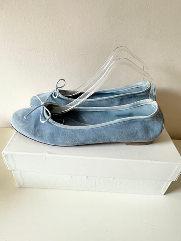 LK BENNETT LIGHT BLUE SUEDE BALLET PUMPS SIZE 7/41