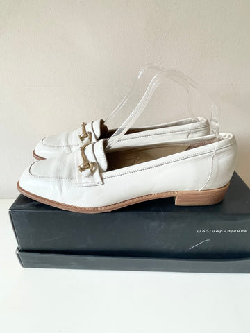 KURT GEIGER IVORY LEATHER FLAT LOAFERS SIZE 7/40