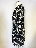 MASAI BLACK & WHITE PRINT WITH METALLIC THREAD PRINT V NECK 3/4 SLEEVE TUNIC/ DRESS SIZE L