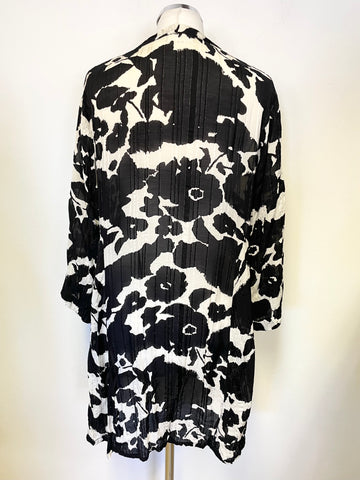 MASAI BLACK & WHITE PRINT WITH METALLIC THREAD PRINT V NECK 3/4 SLEEVE TUNIC/ DRESS SIZE L