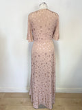 MONSOON OYSTER BEIGE SHORT SLEEVED SPECIAL OCCASION LONG DRESS SIZE 10