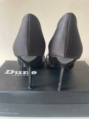 DUNE BLACK SATIN RHINESTONE TRIM OPEN TOE HEELS SIZE 8/42