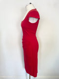 SO COUTURE RED SCOOP NECK CAP SLEEVED BODYCON DRESS SIZE 12