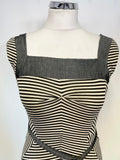 SPORTMAX GREY & IVORY STRIPE SLEEVELESS PENCIL DRESS SIZE S