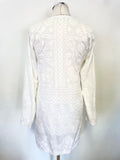 MELISSA ODABASH WHITE COTTON EMBROIDERED BEACH COVER UP DRESS SIZE S