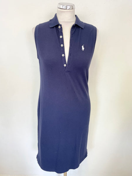 POLO RALPH LAUREN NAVY BLUE COLLARED SLEEVELESS POLO SHIRT DRESS SIZE S