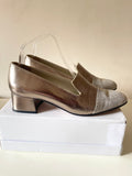 DAVELLA GOLD & CREAM TOE ALL LEATHER COURT SHOES SIZE UK 7/40