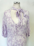 GHOST LILAC & WHITE FLORAL PRINT SHORT SLEEVE MIDI DRESS SIZE XL