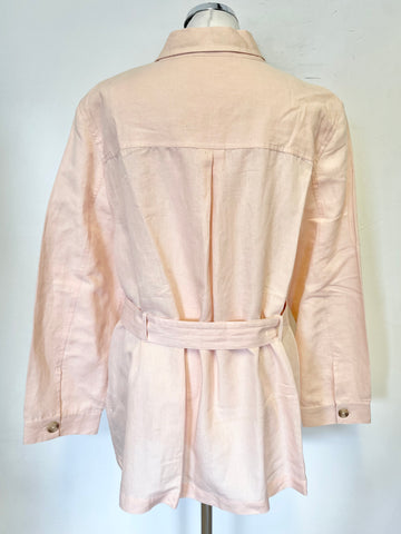 BRAND NEW MONSOON LINEN BLEND PEACH UNLINED BELTED LONG SLEEVED SHIRT/JACKET SIZE XL