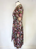 DIANE VON FURSTENBERG JULIAN BROWN & MULTICOLOURED SILK WRAP DRESS SIZE 8 UK 12