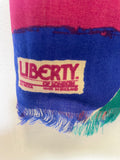 VINTAGE LIBERTY 100% WOOL MULTICOLOURED FRINGED LARGE SQUARE SCARF /WRAP