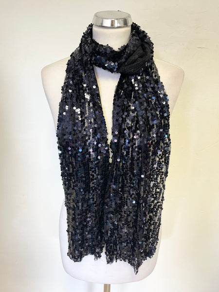 UNBRANDED MIDNIGHT BLUE SEQUINNED LONG SCARF