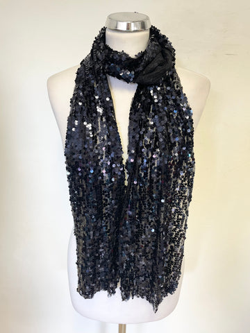 UNBRANDED MIDNIGHT BLUE SEQUINNED LONG SCARF