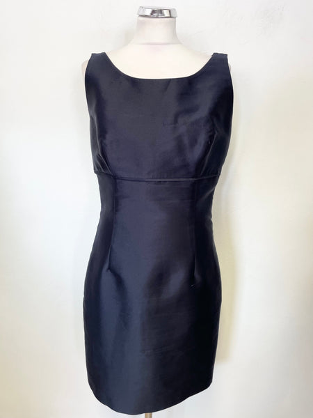 HOBBS NAVY BLUE WOOL & SILK MIX SLEEVELESS SPECIAL OCCASION PENCIL DRESS SIZE 14