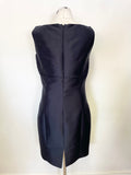 HOBBS NAVY BLUE WOOL & SILK MIX SLEEVELESS SPECIAL OCCASION PENCIL DRESS SIZE 14