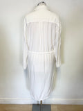 WHISTLES WHITE COLLARED LONG SLEEVED BUTTON FRONT SHIRT DRESS SIZE 12