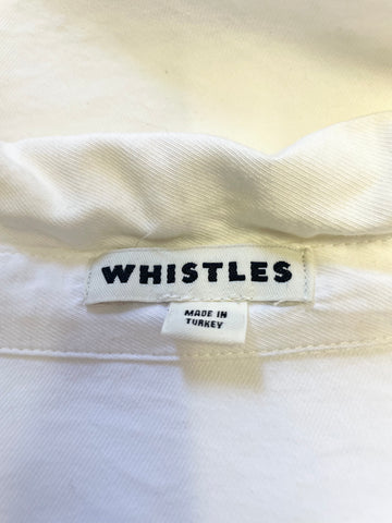 WHISTLES WHITE COLLARED LONG SLEEVED BUTTON FRONT SHIRT DRESS SIZE 12