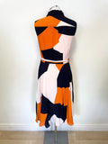 HOBBS BLACK,PEACH & ORANGE COLLARED SLEEVELESS FIT & FLARE DRESS SIZE 10