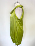 TED BAKER 100% SILK LIME SLEEVELESS POUCHED TUNIC TOP SIZE 3 UK 12