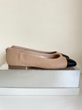 DUNE CAMEL & BLACK TOE LEATHER FLATS SIZE 5/38