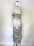 KAREN MILLEN SILVER STRAPLESS TOP & PENCIL SKIRT SET SIZE 10/12