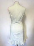 KAREN MILLEN PALE GREEN FRILL TRIM SLEEVELESS PENCIL DRESS SIZE 12