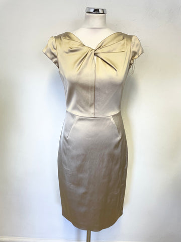 EX SAMPLE LK BENNETT LILIBET CHAMPAGNE CAP SLEEVED PENCIL DRESS  SIZE 10